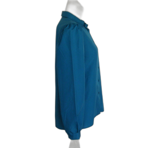 VINTAGE Blouse, M, Blue, Button front, Long sleeve, Ship 'n Shore, Career, Poly - Picture 8 of 13